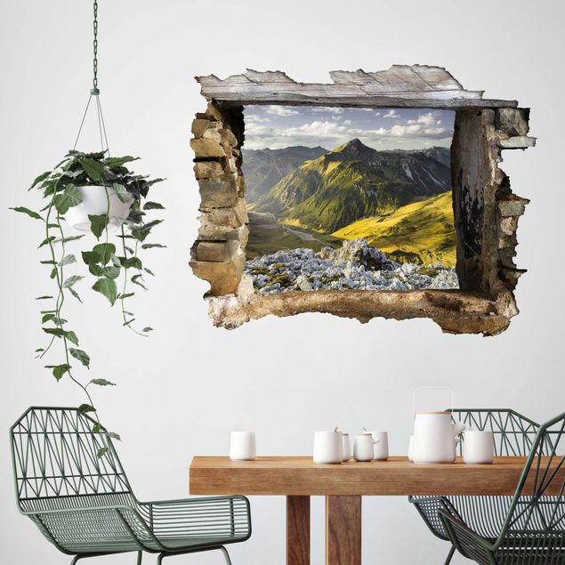 Adesivo murale 3D - Mountains And Valley Of The Lechtal Alps In Tirol - orizzontale 4:3