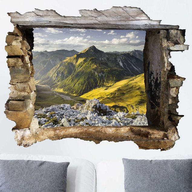 Adesivo murale 3D - Mountains And Valley Of The Lechtal Alps In Tirol - orizzontale 4:3