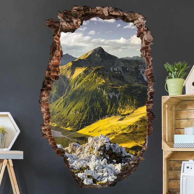 Adesivo murale 3D - Mountains And Valley Of The Lechtal Alps In Tirol - verticale 2:3