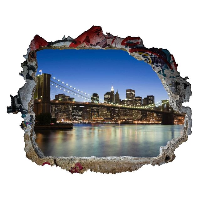 Adesivo murale 3D - Brooklyn Bridge In New York - orizzontale 4:3