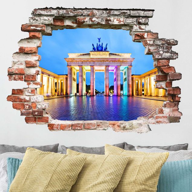 Adesivo murale 3D - Illuminated Brandenburg Gate - orizzontale 4:3