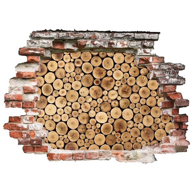 Adesivo murale 3D - Homey Firewood - orizzontale 4:3