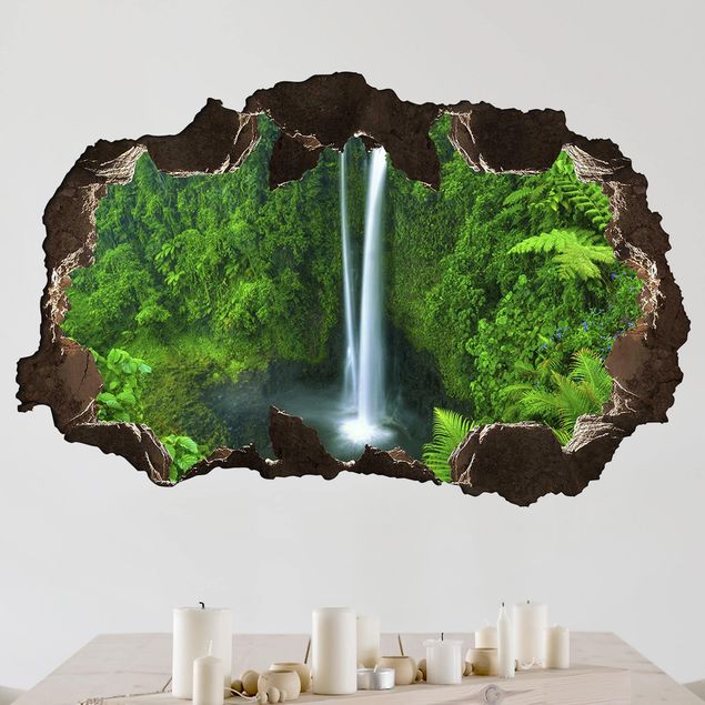 Adesivo murale 3D - Paradisiacal Waterfall - orizzontale 3:2