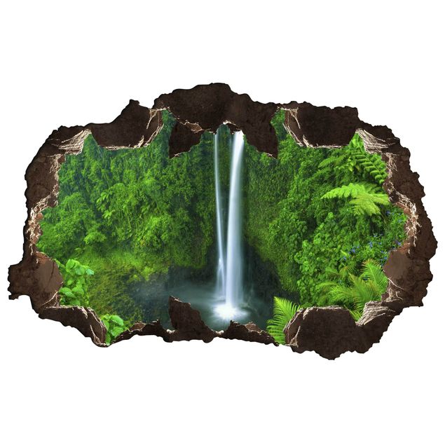 Adesivo murale 3D - Paradisiacal Waterfall - orizzontale 3:2