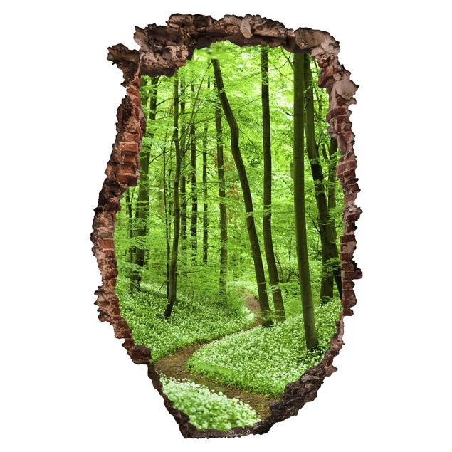 Adesivo murale 3D - Romantic Forest Track - verticale 2:3