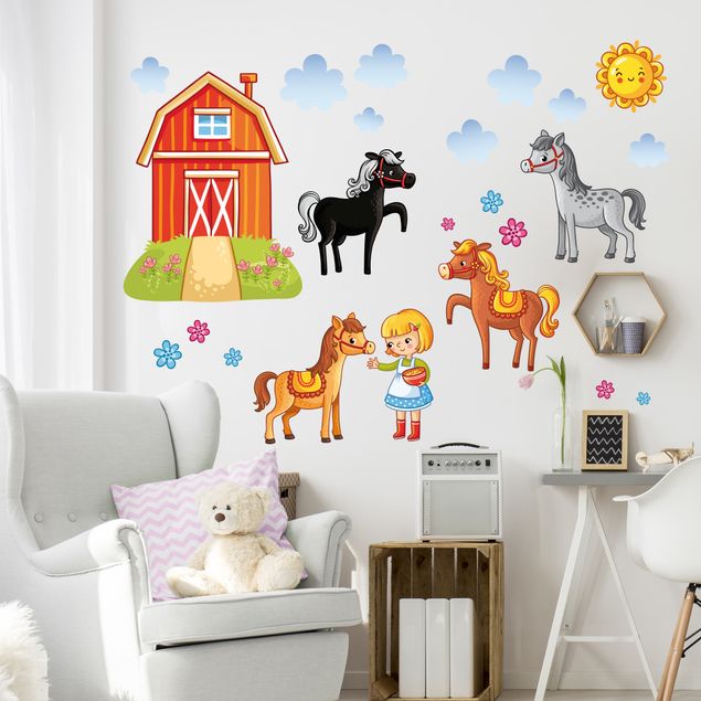Adesivo murale Farm Set with Horses