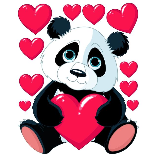 Adesivo murale bambini - Panda Con Cuore - Sticker cameretta