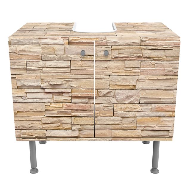 Mobile per lavabo design Asian Stonewall - Large brigth stone wall of cosy stones