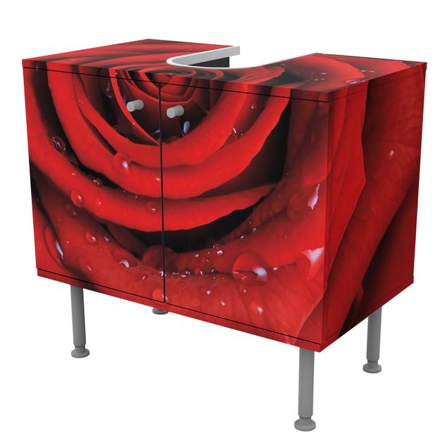 Mobile per lavabo design Red rose with water drops