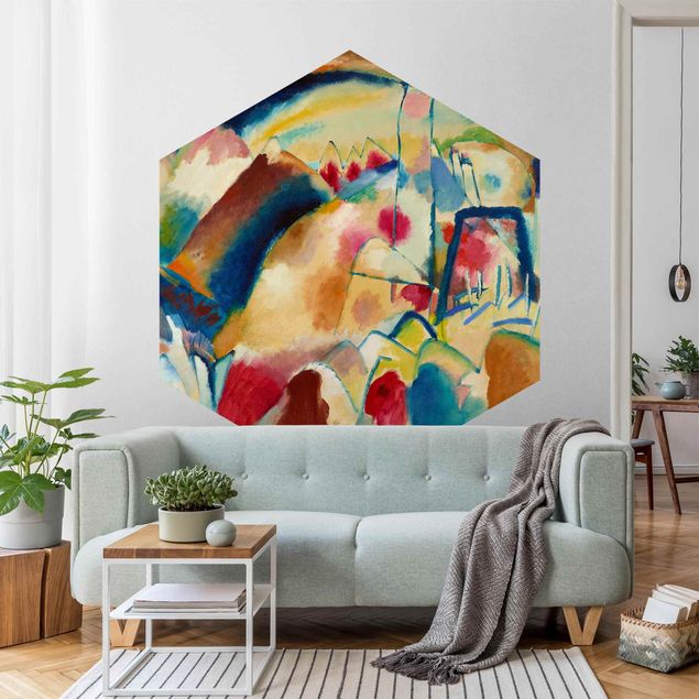 Abstrakte Kunst Wassily Kandinsky - Paesaggio con chiesa (Paesaggio con macchie rosse)