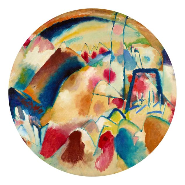 Carta da parati rotonda autoadesiva - Wassily Kandinsky - Paesaggio con chiesa