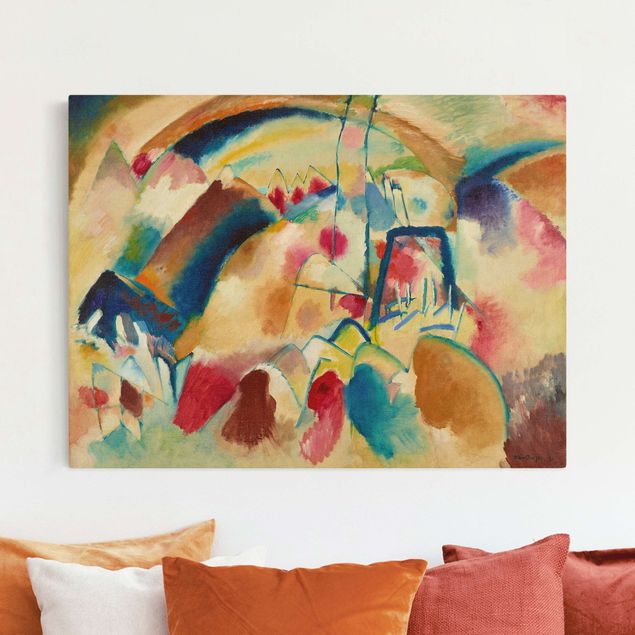 quadro astratto moderno Wassily Kandinsky - Paesaggio con chiesa (Paesaggio con macchie rosse)