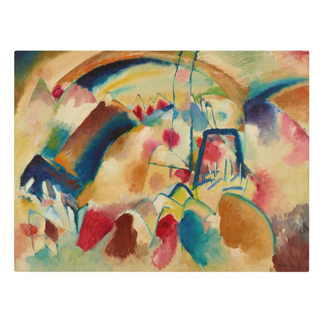 Abstrakte Malerei Wassily Kandinsky - Paesaggio con chiesa (Paesaggio con macchie rosse)