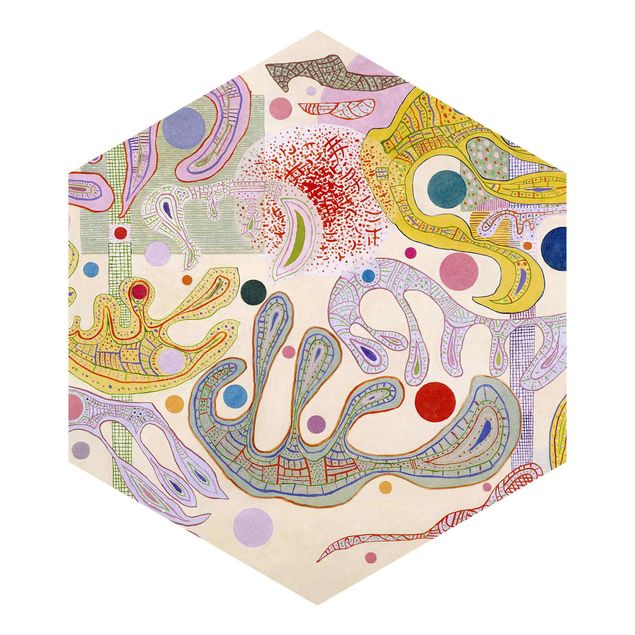 Carta da parati esagonale adesiva con disegni - Wassily Kandinsky - Forme capricciose