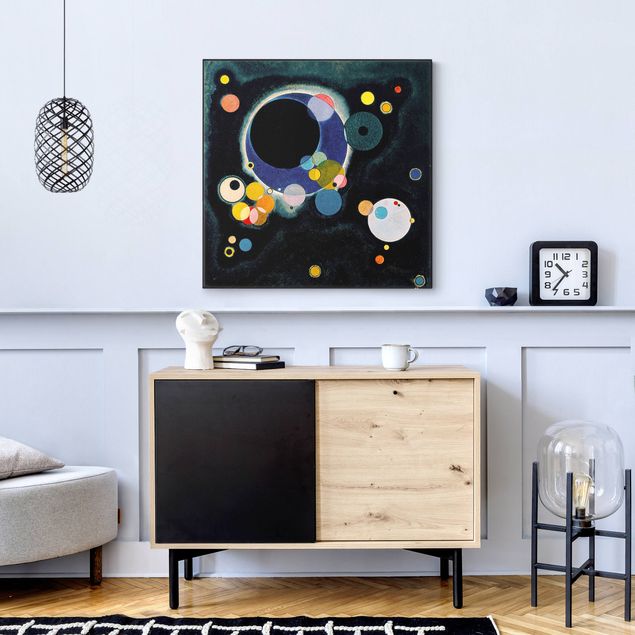 Frame da parete con tessuto in tensione con quadro intercambiabile classico Wassily Kandinsky - Alcuni cerchi