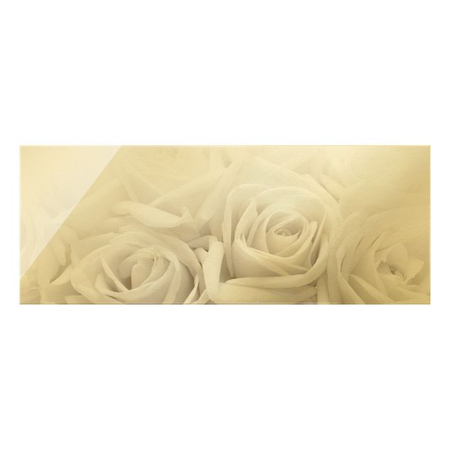 Quadro in vetro - Wedding Roses - Panoramico