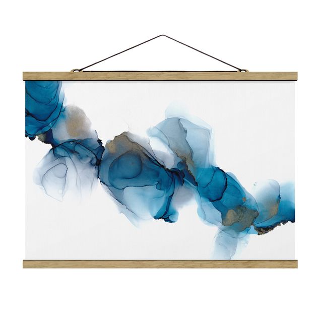 Foto su tessuto da parete con bastone - La via del vento in blu e oro - Orizzontale 3:2