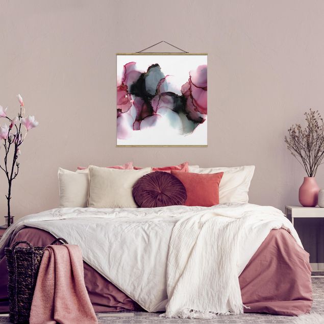 Foto su tessuto da parete con bastone - La via del vento in violetto e oro - Quadrato 1:1