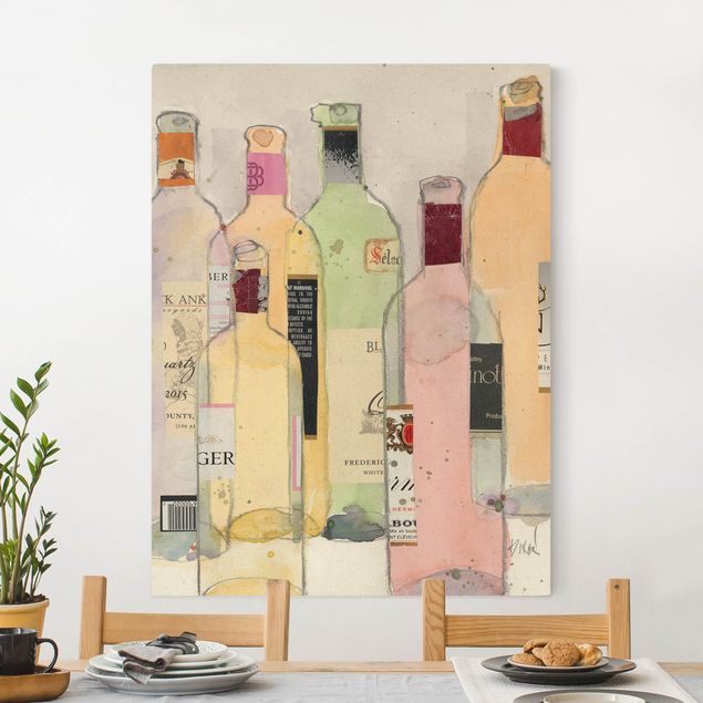 Riproduzioni su tela Bottiglie di vino in acquerello I