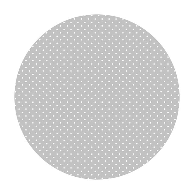 Tappeto in vinile rotondo - Punti bianchi su grigio