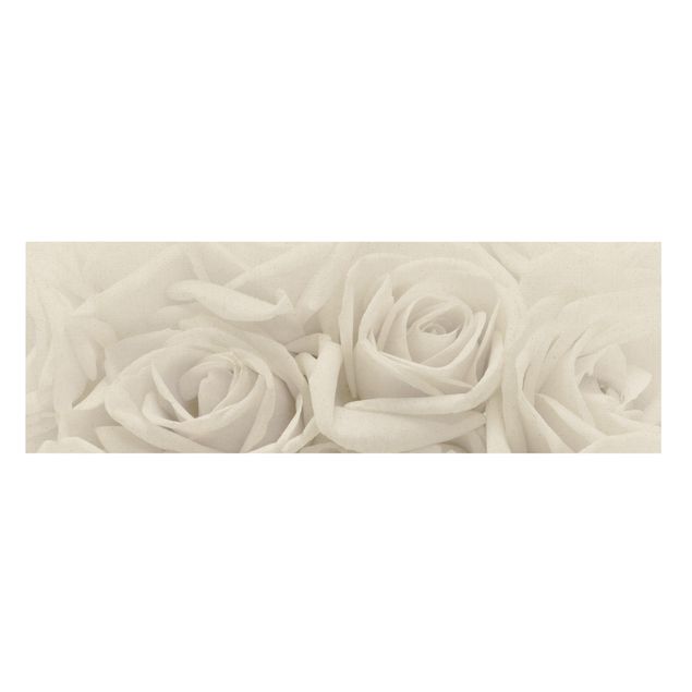 Stampa su tela - White Roses - Panoramico