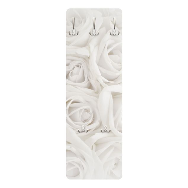 Appendiabiti con fiori - Rose bianche - Stile provenzale bianco