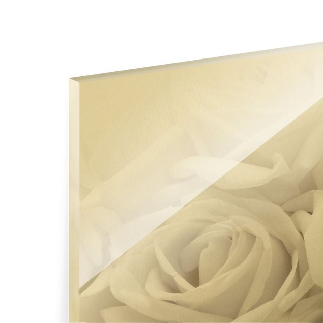 Quadro in vetro - Rose bianche - Formato orizzontale
