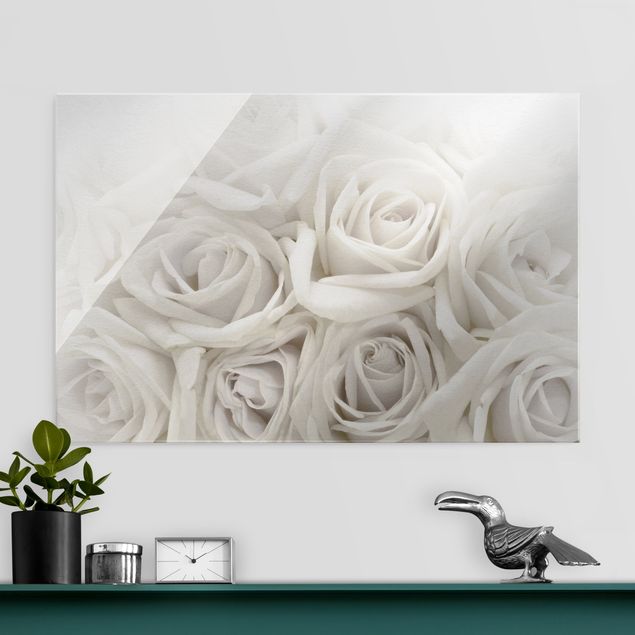 Lavagna magnetica vetro Rose bianche