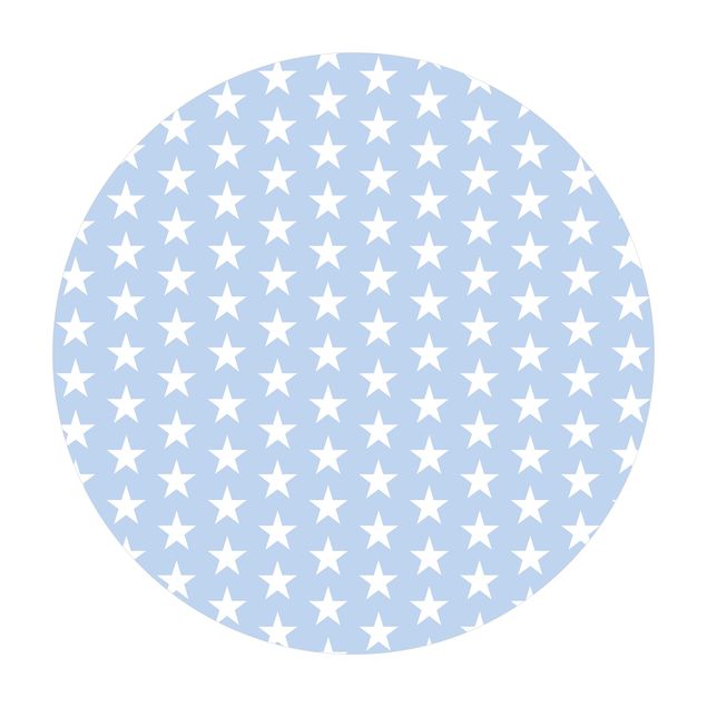 Tappeto in vinile rotondo - Stelle bianche su blu