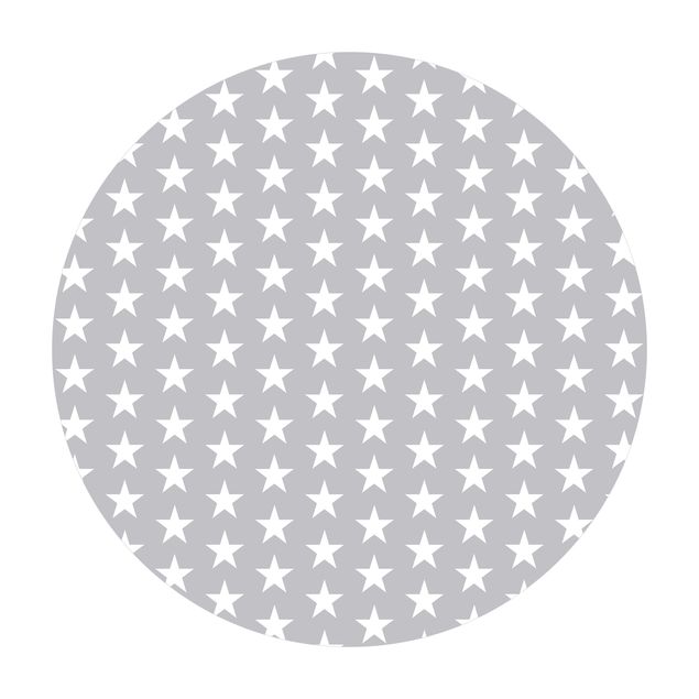 Tappeto in vinile rotondo - Stelle bianche su sfondo grigio