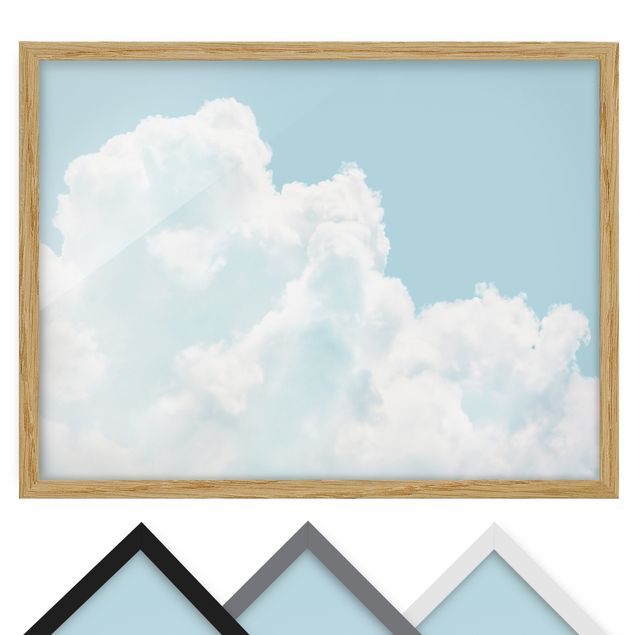 Poster con cornice - Nuvole bianche nel cielo blu