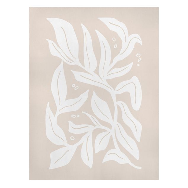 Stampa su tela - Ramo bianco su sfondo beige - Formato verticale 3:4