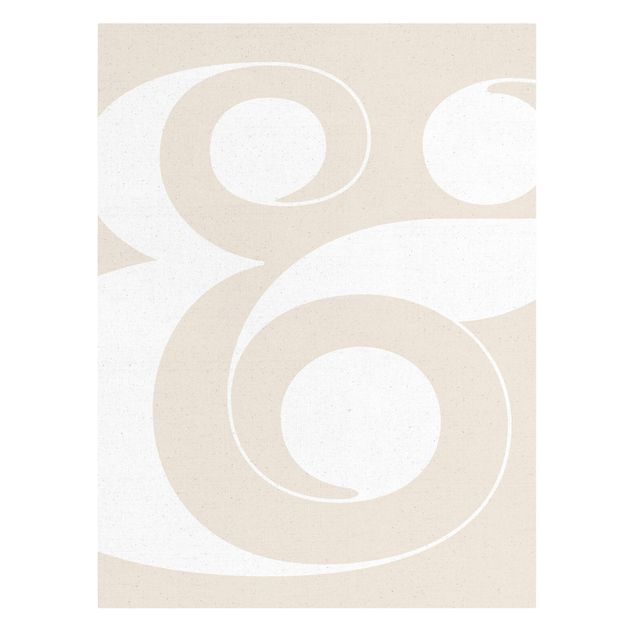 Quadro su tela naturale - Segni bianchi - Lettera Antiqua & - Formato verticale 3:4