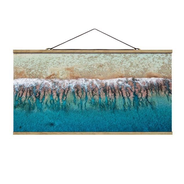 Foto su tessuto da parete con bastone - Onda sulla spiaggia
