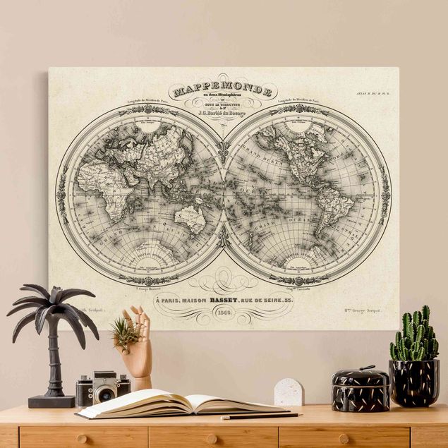 Tele mappamondo Mappa del mondo - Mappa francese della regione di Cap del 1848
