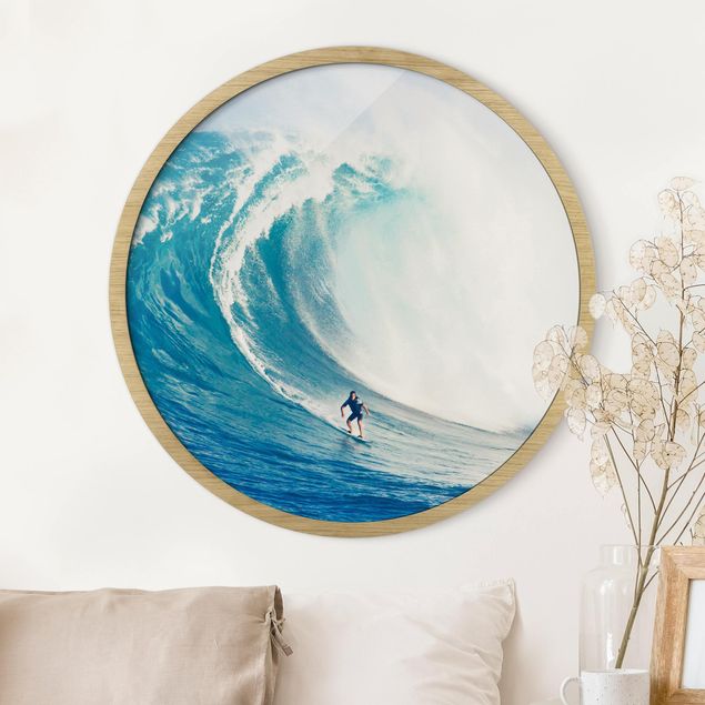 Poster con cornice rotonda Surf selvaggio