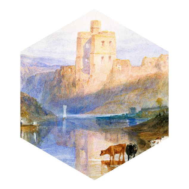 Carta da parati esagonale adesiva con disegni - William Turner - Norham Castle