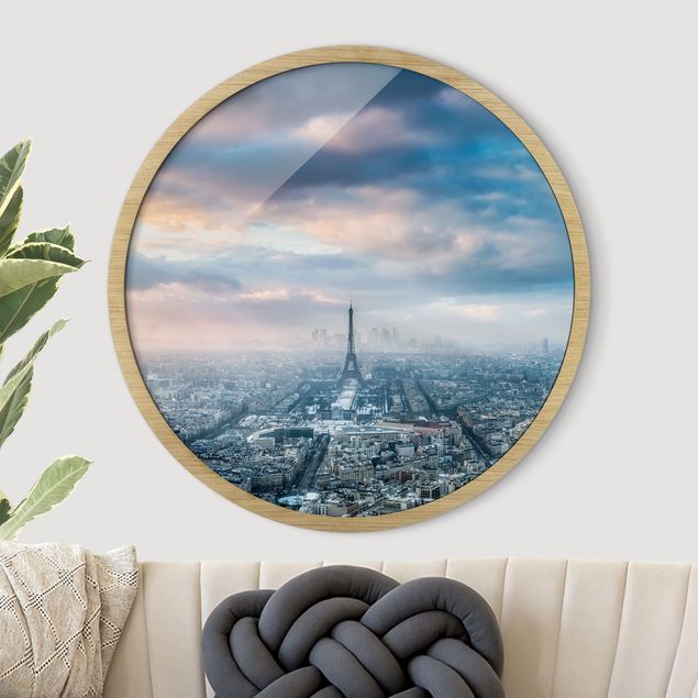 Poster con cornice rotonda Inverno a Parigi
