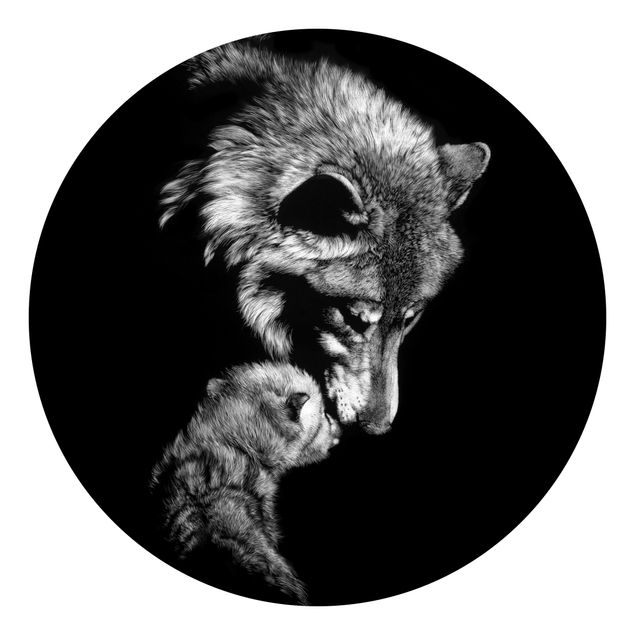 Carta da parati rotonda autoadesiva - Wolf in the Dark