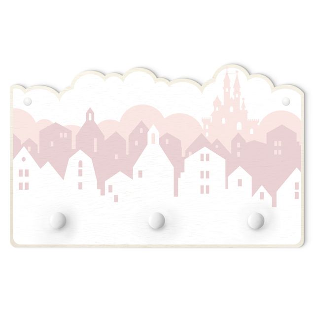 Appendiabiti per bambini - Castello tra le nuvole in rosa