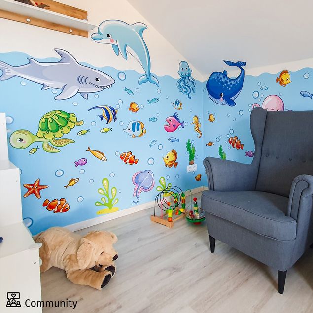 Adesivo murale - Mondo sottomarino - set di pesce