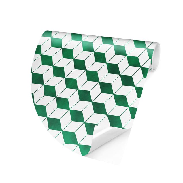 Carta da parati rotonda autoadesiva - modello Cube in 3D
