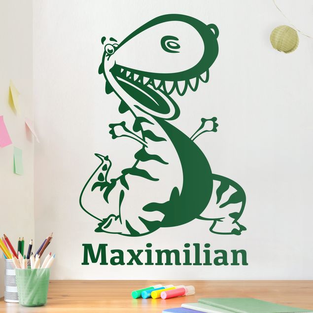 Adesivo murale con testo personalizzato - dinosauro