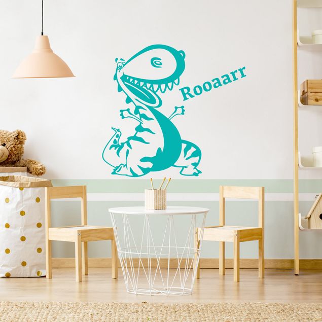 Adesivo murale con testo personalizzato - dinosauro