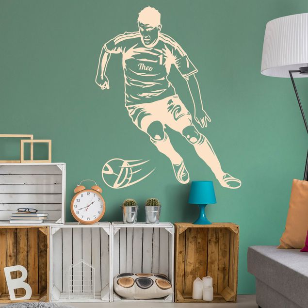 Adesivo murale con testo personalizzato - calciatore