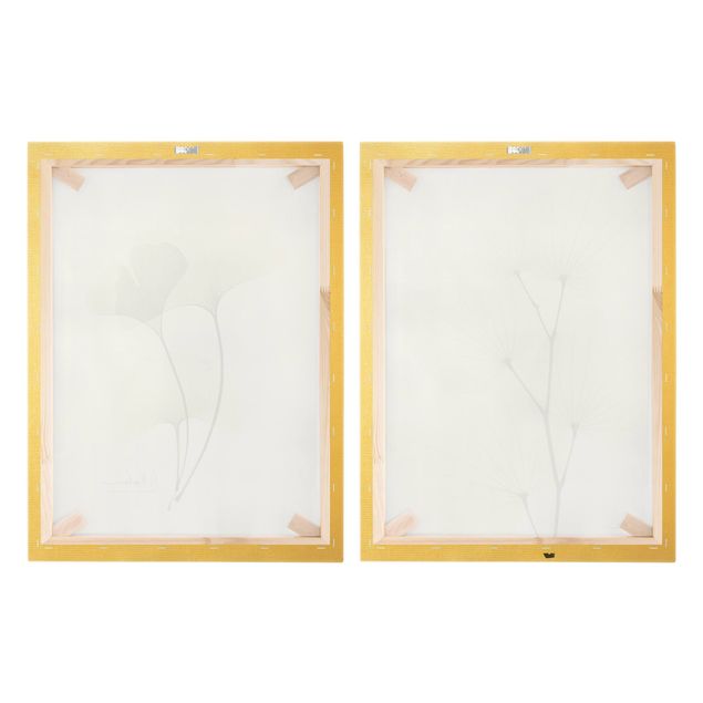 Stampa su tela 2 parti - X-Ray - Ginko e foglie di orchidee