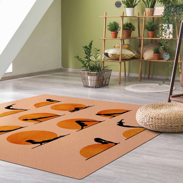 Tappeto arancione salotto Yoga - Saluto al sole