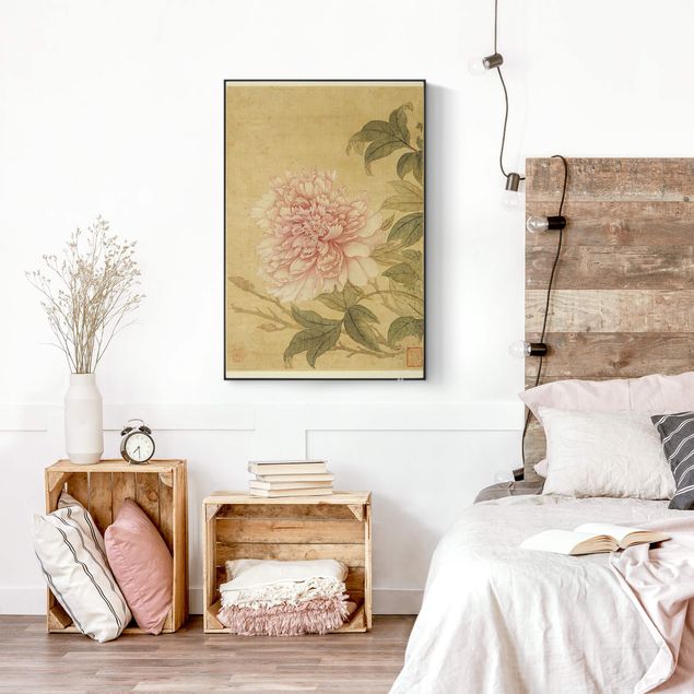 Quadri fonoassorbenti con frame da parete con tessuto in tensione Yun Shouping - Crisantemo
