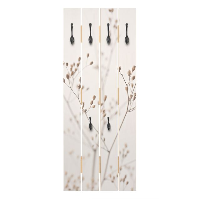 Appendiabiti in legno - Delicate gemme su ramo di fiori selvatici