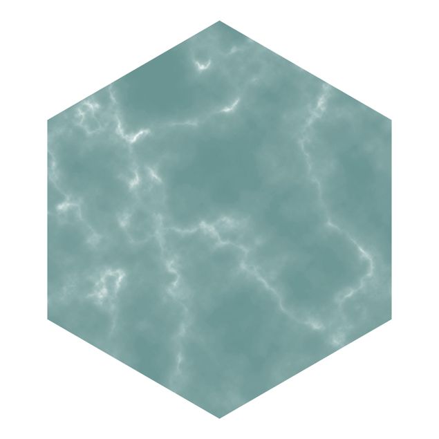 Fotomurale esagonale autoadesivo - Effetto marmo delicato in blu